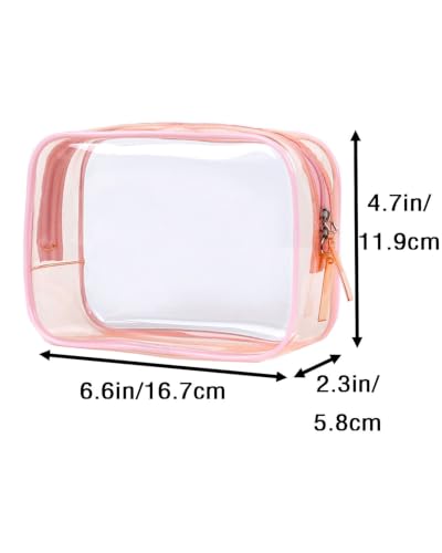 Small Clear Toiletry Bag - TSA Approved Travel Pouch for Women & Men - Pink
