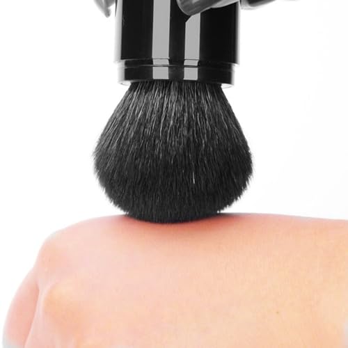 Retractable Kabuki Makeup Brush - Premium Goat Hairs Blush Brushes Great for Blending Liquid, Cream, Mineral Cosmetics or Translucent Powder (Black - Goat Hairs)