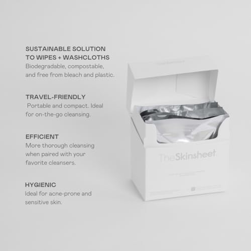The Skinsheet Cleansing Coins, Portable Face Cloths, Travel Face Towels Compressed, Face Wipes, Dermatologist-Approved, 100% Biobased Cotton, Made in USA, 5 Count.