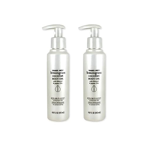 Trader Joe's Lemongrass Coconut Body Oil with Almond and Jojoba Oils 4.8 FL OZ (143 ml) - 2 PACK