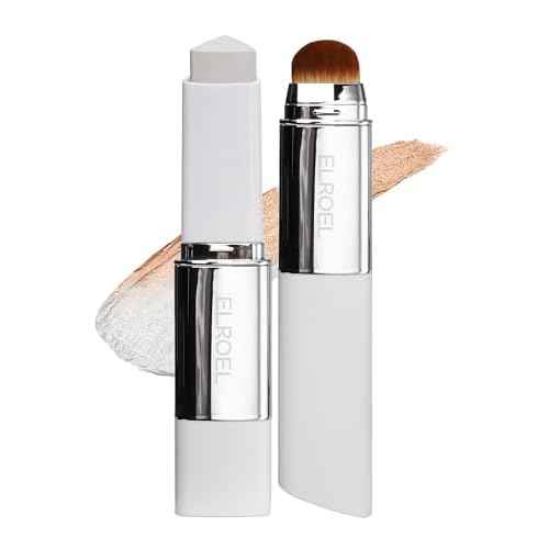Blanc Cover Cream Stick V White - Korean Color-Changing Foundation Stick with Volufiline - Medium to Full Coverage Dewy Finish Base Makeup - Dual-Ended with Detachable Brush (202 Natural)