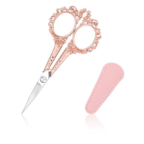 Professional Gold Eyebrow Scissors with Case - Stainless Steel