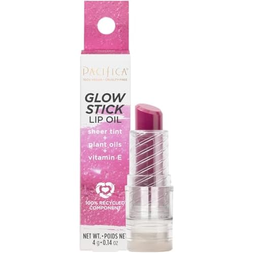 Pacifica Lipstick Oil ? Glow Stick Lip Tint Oil - Hydrating Tinted Lip Balm with Vitamin E for Moisturized Lips, Sheer Tint & Natural Gloss, Vegan & Cruelty-Free, 0.14 oz (Sunrise)