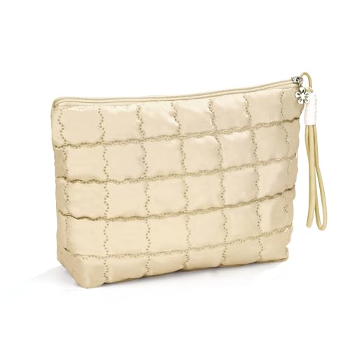 Richeart Checkered Makeup Bag - Travel Toiletry Pouch for Women