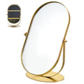 Kichvoe Vintage Gold Makeup Mirror with Metal Frame Oval Desk Vanity Mirror with Stand Adjustable Rotation 11.2 X 5.9 X 3.9 Inches
