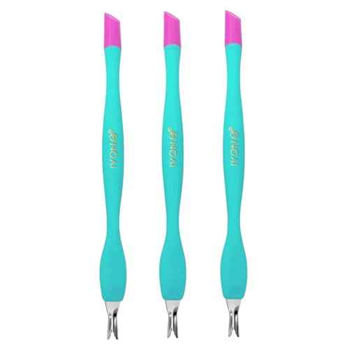 IVON 3pcs Cuticle Trimmer Pusher, Rubber Tip Soft on Nail Bed