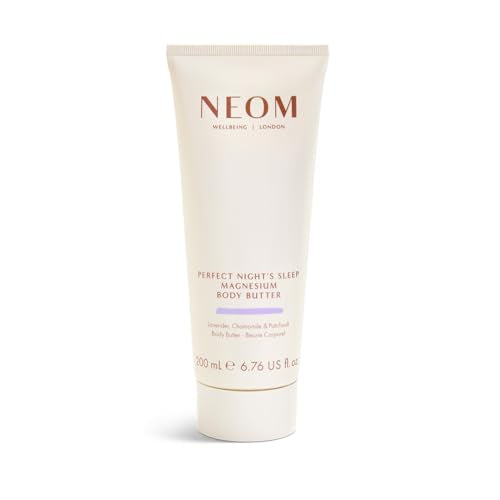 Neom - Perfect Night's Sleep Magnesium Body Butter | 6.76 Fl Oz (200ml) | Lavender, Chamomile, & Patchouli | Lotion for Sleep with Essential Oils | 100% Natural Fragrances | Nourish & Soften