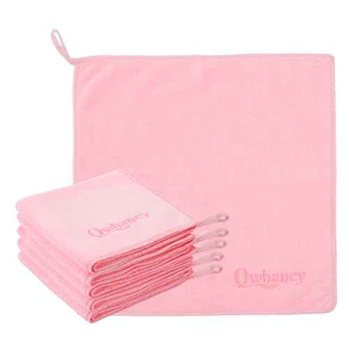 Microfiber Makeup Remover Cloth Face Towels Makeup Pads Soft Fingertip Face Wash Cloth Reusable Machine Washable High?Absorbency Quick?Dry Cleansing Facial Towels 12 ¡¿ 12 in 6 Pack??Light Pink