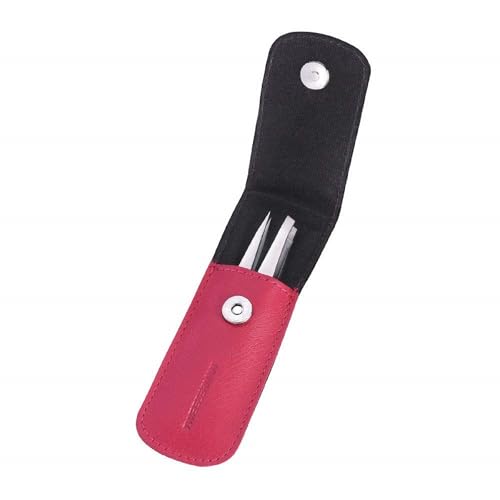 Tweezerman Petite Tweeze Set with Travel Case - Point and Slant Tweezers, Tweezers for Travel (Pink Case)