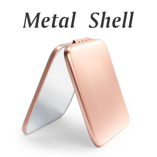 Compact Mirror, Pocket Travel Makeup Mirror for Purse, Metal Square Shell, 2-Sided 1X/2X Magnifying, Portable, Folding, Handheld, Rose,18 Pack