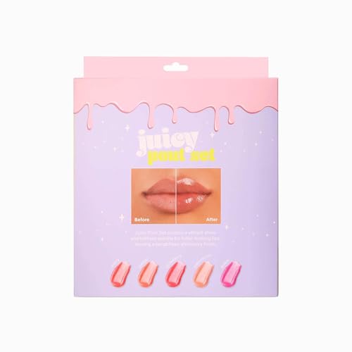 NICKA K NEW YORK Juicy Lip Glam, Lip Shimmer, Vibrant, Brilliant Sparkle, Weightless Shimmery Lip Gloss (Juicy Pout Set)