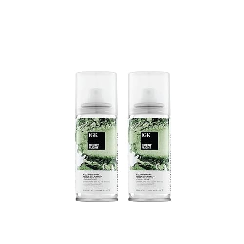 IGK Direct Flight Matcha Dry Shampoo Travel Size | Revives and Refreshes Hair | Oil Absorbing + Texture Boosting | 2.0 Fl Oz (Pack of 2)