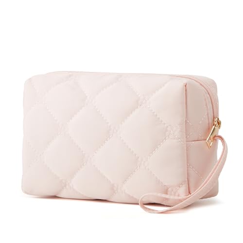 YTL Quilted Makeup Bag, Full-Open Cosmetic Organizer for Travel