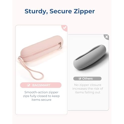 BAGSMART Makeup Brush Holder Bag, Travel Small Makeup Bag for Purse, Make Up Brush Bag Case Cosmetic Bag, Silicone Soft Portable Face Brushes Travel Essentials Organizer Holder, Pink