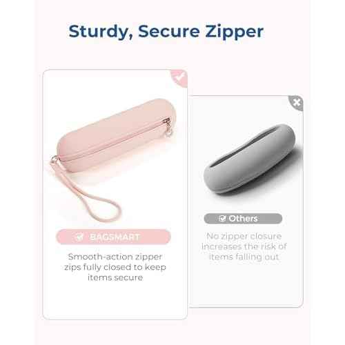 BAGSMART Makeup Brush Holder Bag, Travel Small Makeup Bag for Purse, Make Up Brush Bag Case Cosmetic Bag, Silicone Soft Portable Face Brushes Travel Essentials Organizer Holder, Pink