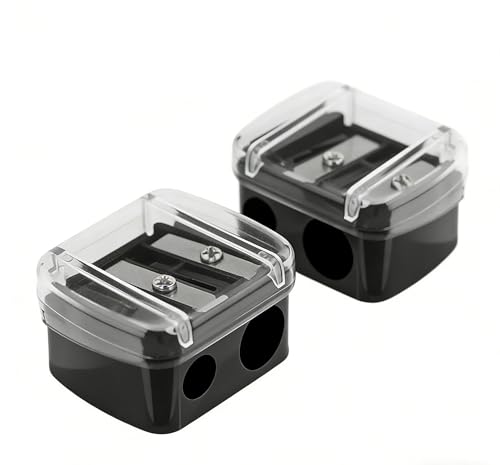 Jinshining Dual Hole Makeup Pencil Sharpener 2-Pack for Eyeliner & Lip Liner