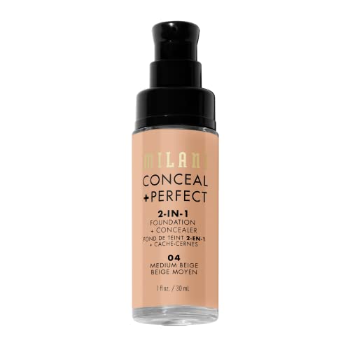 Milani Medium Beige Liquid Foundation Concealer - Flawless Complexion, Cruelty-Free, Covers Blemishes