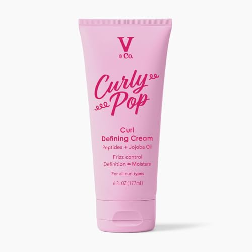 V&Co. Curly Pop Curl Defining Cream 6oz - Moisturizing Frizz Control for Curly Hair