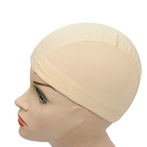 YANTAISIYU 2 Pcs/Lot Wig Caps Mesh Cap with Wide Elastic Band Wig Cap for Making Wig Mesh Dome Cap for Wigs (Blonde Mesh Cap M)