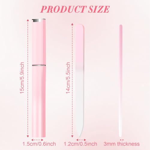 6 Pack Glass Nail Files Set with Cases - Durable & Easy to Clean