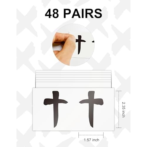 48 Pairs Eye Black Stickers, Sports Face Eyeblack Sticker for Baseball Football Softball Accessories Themed Party Birthday Party Supplies (Mixed Cross, 48 Pairs)