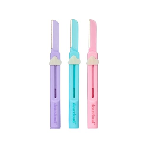 dearcloud Retractable Dermaplane Facial Razor Set - Smooth & Exfoliate Skin (3 pack)