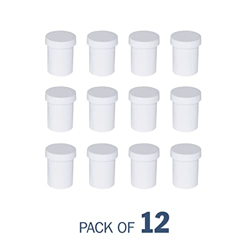 EZY DOSE Ointment Jar and Container, Screw on Cap, Leak-Proof Container for Creams and Balms, Durable Design, Ideal for DIY Skincare and Herbal Remedies, 2 oz Capacity, White (Pack of 12)