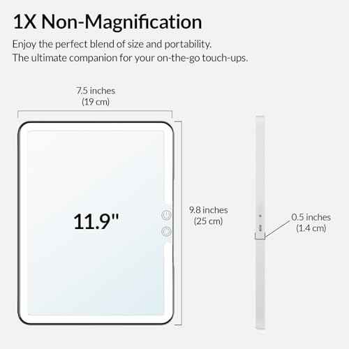 Travel Makeup Mirror with Lights, Portable Lighted Vanity Mirror with 100 LED, Rechargeable, Foldable for Tabletop, 11.9 inches, White