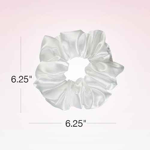 Scunci by Conair The Original Scrunchie hair accessories - hair accessories for women - hair ties - trendy hair accessories - Jumbo Size in Washable White Nylon Silk- 1 Count