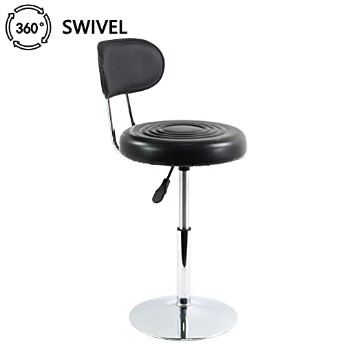 Black PU Leather Swivel Salon Chair with Backrest