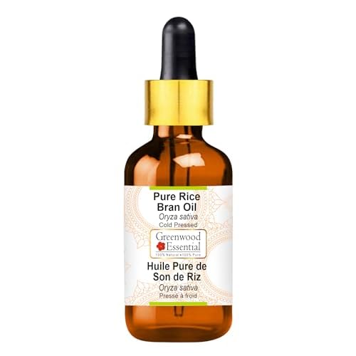 Greenwood Essential Rice Bran Oil (Oryza Sativa) with Glass Dropper | Cold Pressed | Natural | Undiluted | For Diluting Essential Oils | For Skin & Massage | Men & Women | 50ml (1.69 oz)