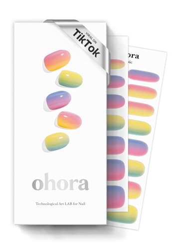 ohora Semi Cured Gel Nail Strips N Pastel - Yellow Ombre, Salon-Quality, Long Lasting, Easy Application & Removal