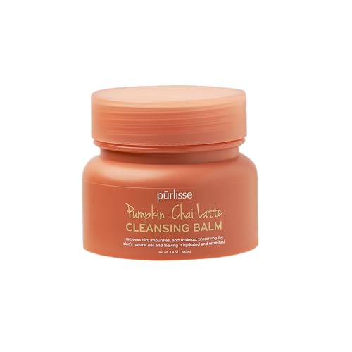 p?rlisse Pumpkin Chai Latte Cleansing Balm - Hydrating Facial Cleanser Enriched with Pumpkin, Chai & Soy Milk - Makeup Remover Balm & Gentle Face Wash for Women & Men (3.4 oz)