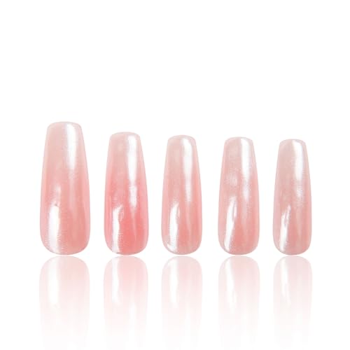 LOVFUL Press on Nails Blushing Bride | Handmade with Full Covered Crystals | Reusable Full Cover Nails | Coffin Classic Regular 1.3 in | H21-L