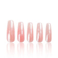 LOVFUL Press on Nails Blushing Bride | Handmade with Full Covered Crystals | Reusable Full Cover Nails | Coffin Classic Regular 1.3 in | H21-L