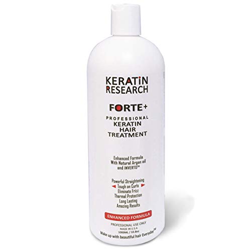 KERATIN RESEARCH Keratin Forte Keratin Brazilian Keratin Hair Blowout Treatment Extra Strength 1000ml with Moroccan Argan Oil Enhanced Formula for Curly Hair Queratina Brasilera Tratamiento Forte