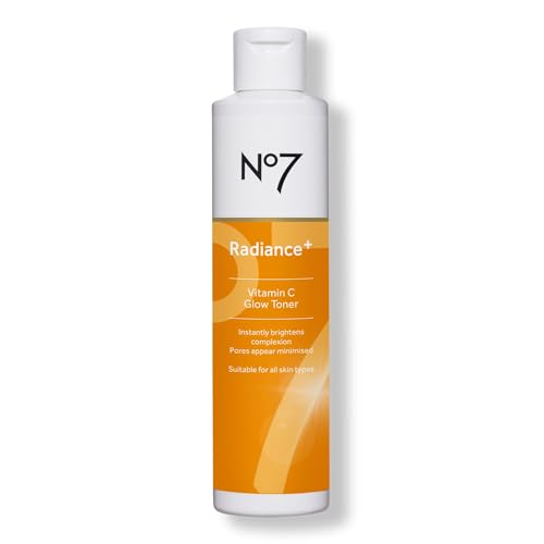No7 Radiance+ Vitamin C Glow Toner ? 2% Vitamin C Complex with Willow Bark & Aloe Vera ? AHA Exfoliant for Smoother Skin ? Hydrating Face Toner (6.7 fl oz)