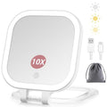 DESCHEN 10X Magnifying Travel Makeup Mirror with Rechargeable LED