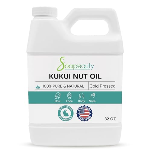 Soapeauty KUKUI NUT OIL Cold Pressed | 100% Pure & Natural | Moisturizing Oil for Face, Nails, Skin, Hair, DIY, Sopa Making | 32 fl oz