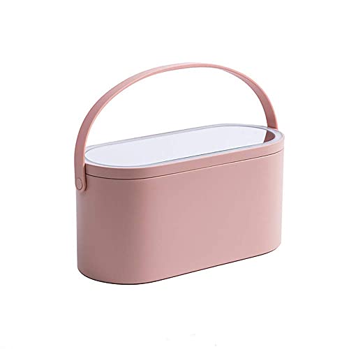 Travel Makeup Organizer Box with LED Mirror, Portable Makeup Case Touch Switch Home Cosmetic Box Jewelry Organizer Birthday Valentine's Day Gift for Women Girls,Pink