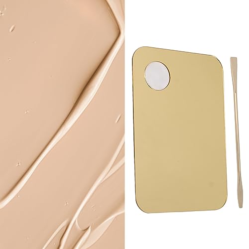 Gold Acrylic Makeup Mixing Palette with Dual Spatula