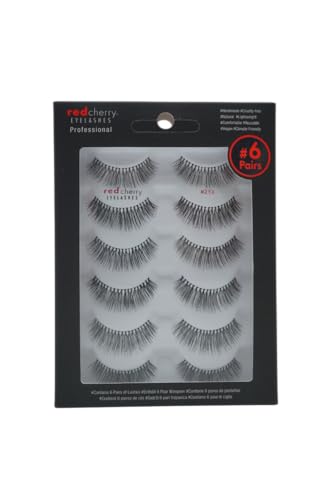 Red Cherry #213 False Eyelashes - 100% Human Hair, 6 Pairs