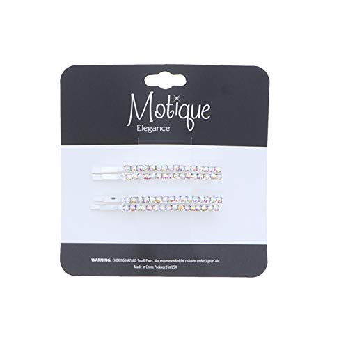 Silver Rhinestone Studded Hair Barette Bobby Pin Clip | 4 Count | Multi