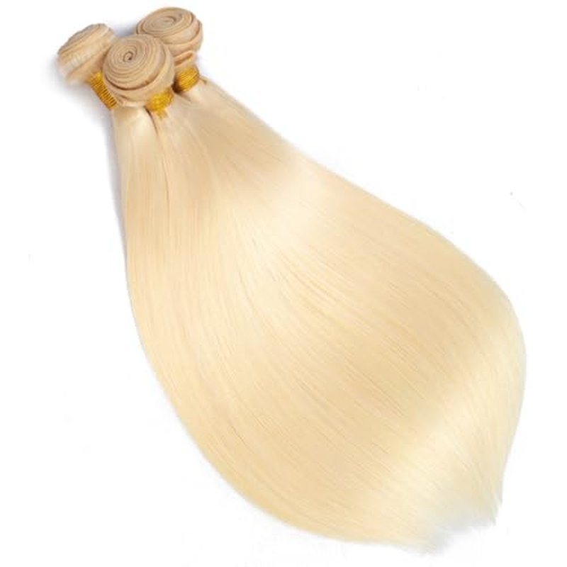 613 Blonde Straight Human Hair Bundles 3Pcs 150g