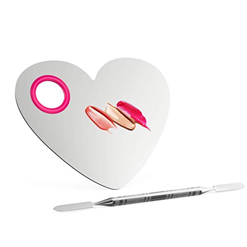 Heart-Shaped Stainless Steel Makeup Mixing Palette with Thumb Hole