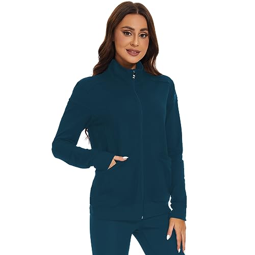 Meanzoo Women's Scrubs Jacket Zip Front Warm-up Jacket