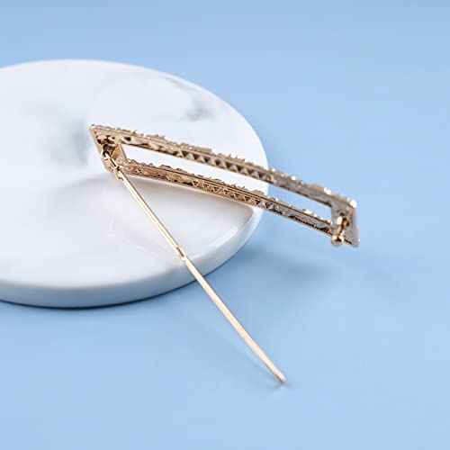 Iaceble Boho Rectangle Hairclip Pin Retro Geometric Hair Barrettes Metal Rectangle Side Clip Hair Clip Minimalist Gold Hairpins Decorative Hair Accessories for Women and Girls Headdress(Rectangle)