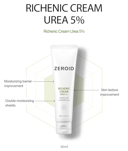 ZEROID Richenic Cream with Urea 5% Intensive Care Korean Dermocosmetic Skincare for Dry & Disordered Skin (2 oz./60 ml) (60 mL)