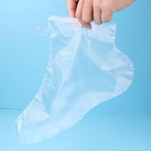 Disposable Plastic Foot Covers & Paraffin Wax Liners - 400 Pack with Stickers