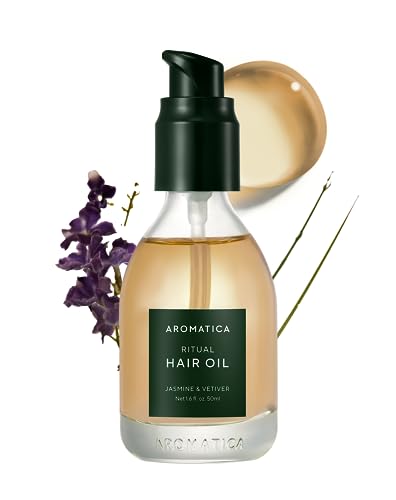 AROMATICA Jasmine & Vetiver Hair Oil - Nourishing Organic Hair Treatment, 1.6 fl oz